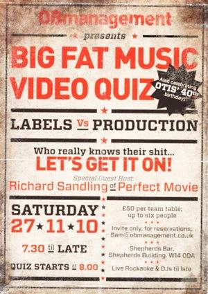 Big Fat Music Video Quiz on Saturday November 27th – sign up now!