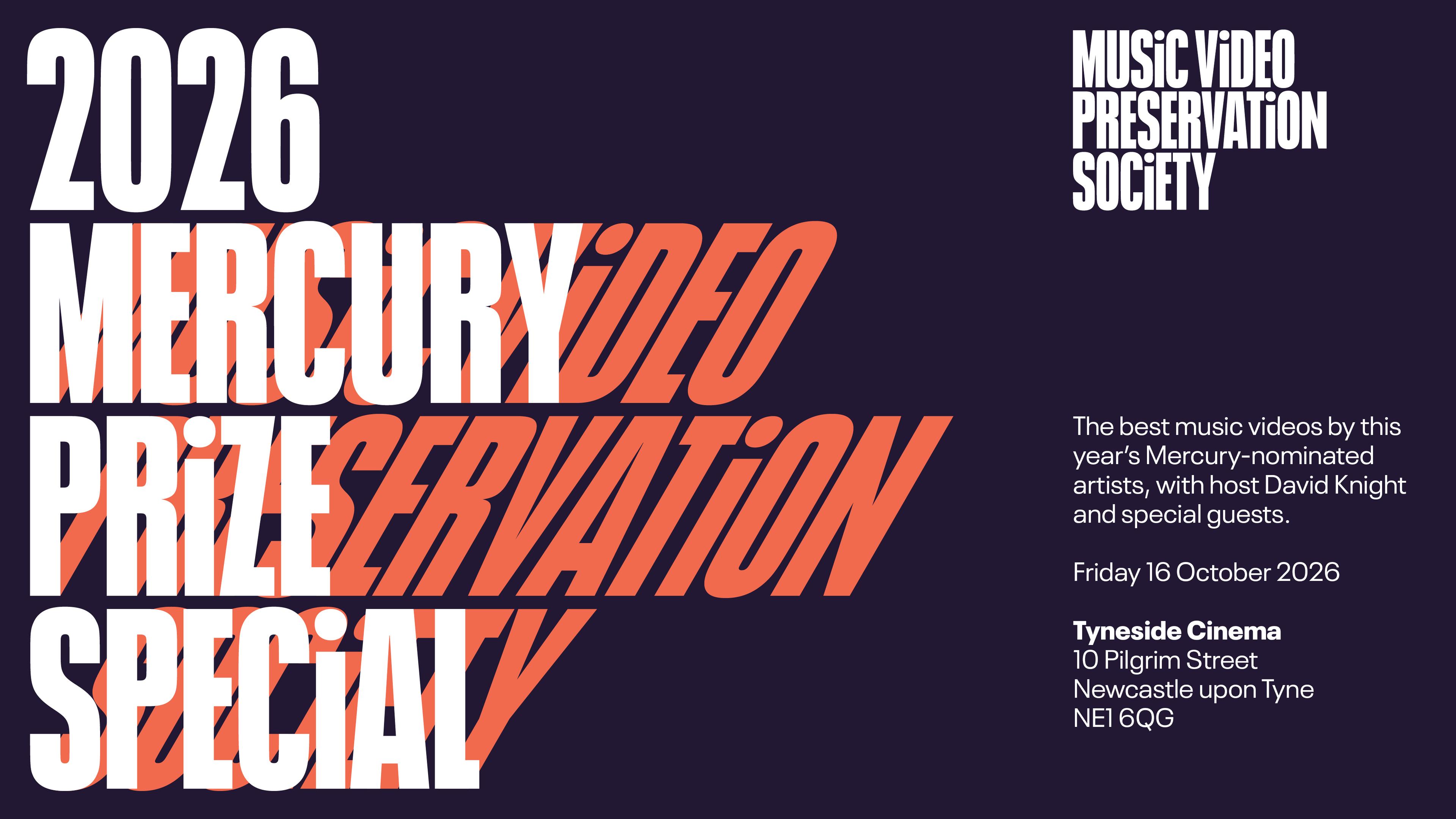 Music Video Preservation Society celebrates 2026 Mercury Prize nominees on October 16th